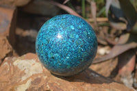 Polished Chrysocolla Conglomerate Spheres x 2 From Congo - Toprock Gemstones and Minerals 