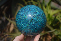 Polished Chrysocolla Conglomerate Spheres x 2 From Congo - Toprock Gemstones and Minerals 