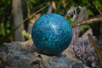 Polished Chrysocolla Conglomerate Spheres x 2 From Congo - Toprock Gemstones and Minerals 