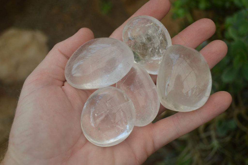 Polished Clear Quartz Palm Stones x 40 From Madagascar - Toprock Gemstones and Minerals 