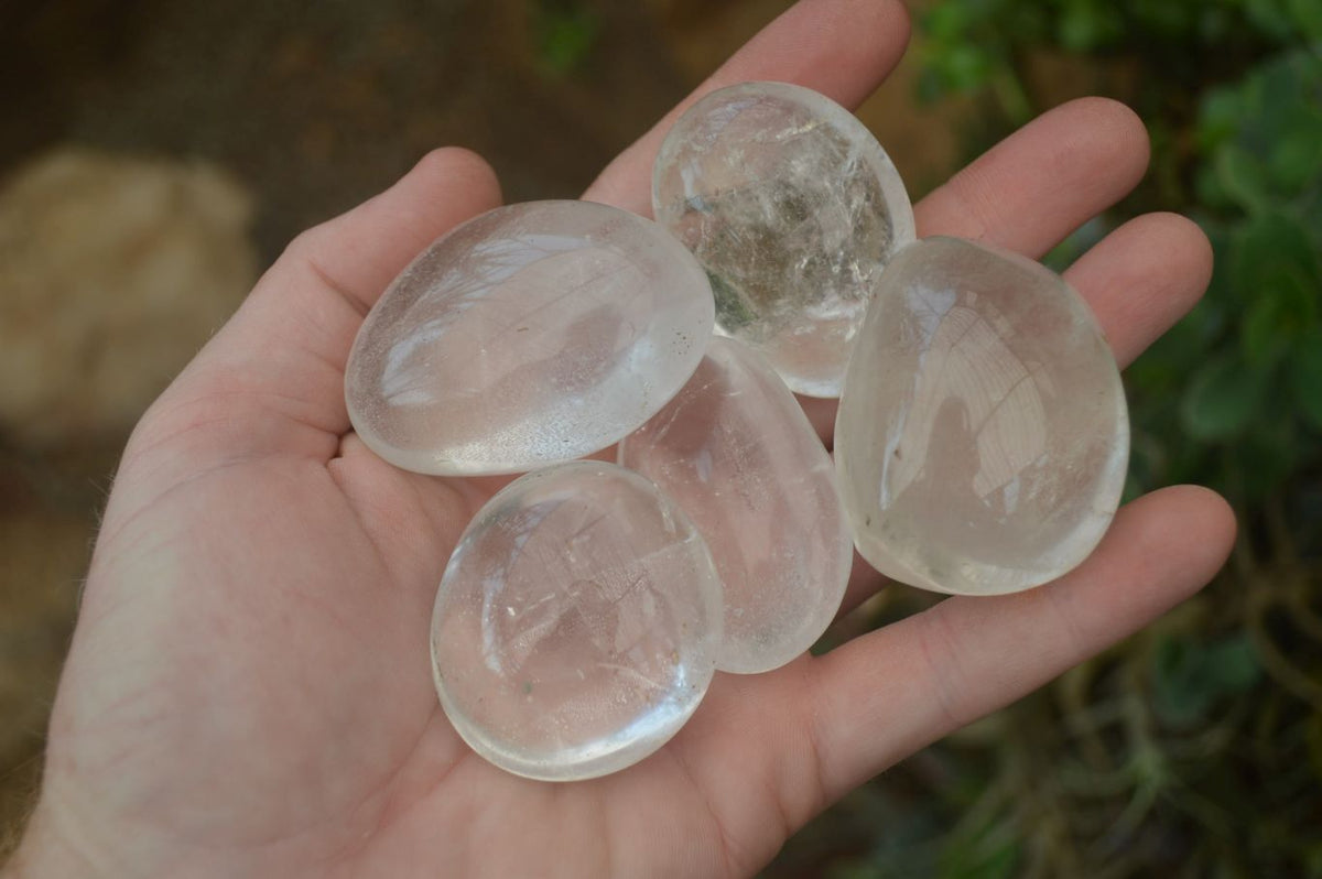 Polished Clear Quartz Palm Stones x 40 From Madagascar - Toprock Gemstones and Minerals 