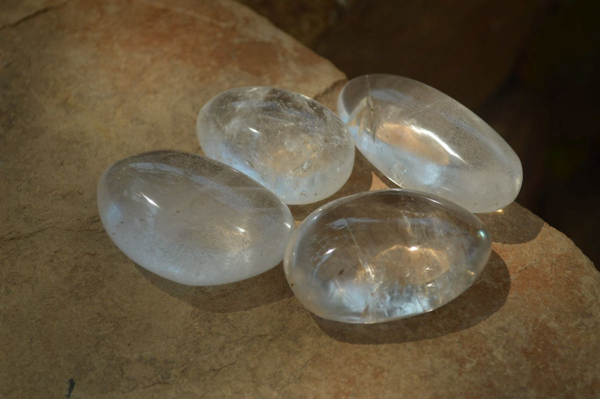 Polished Clear Quartz Palm Stones x 40 From Madagascar - Toprock Gemstones and Minerals 
