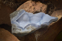 Natural Blue Lace Agate Specimens x 2 From Nsanje, Malawi - Toprock Gemstones and Minerals 