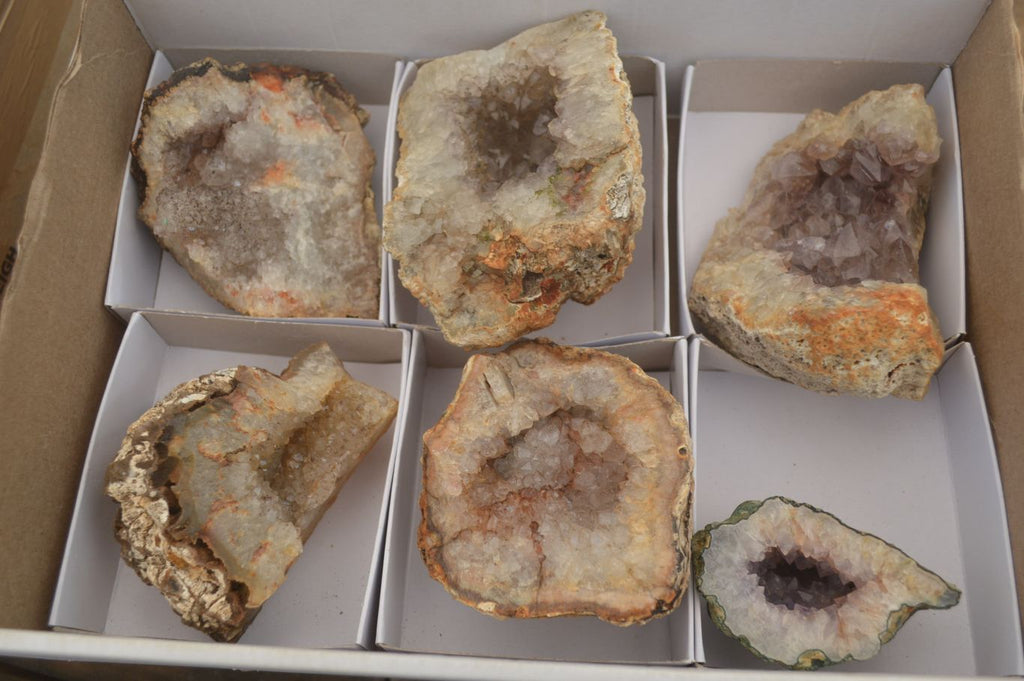 Natural Zululand Amethyst Agate Geodes x 6 from Jozini, South Africa - Toprock Gemstones and Minerals 