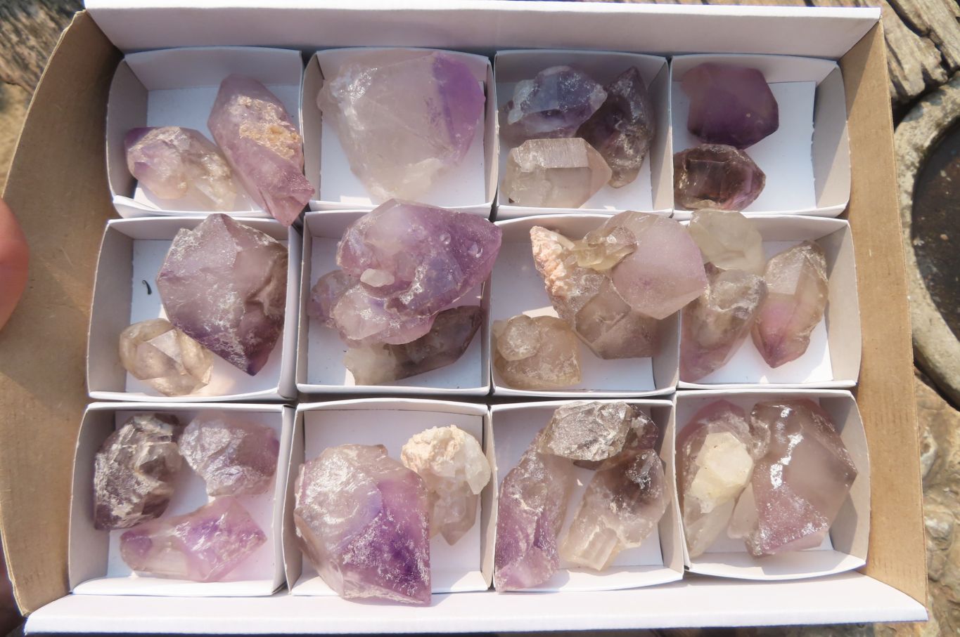 Natural Smokey Amethyst Window Quartz Points x 26 From Madagascar - Toprock Gemstones and Minerals 