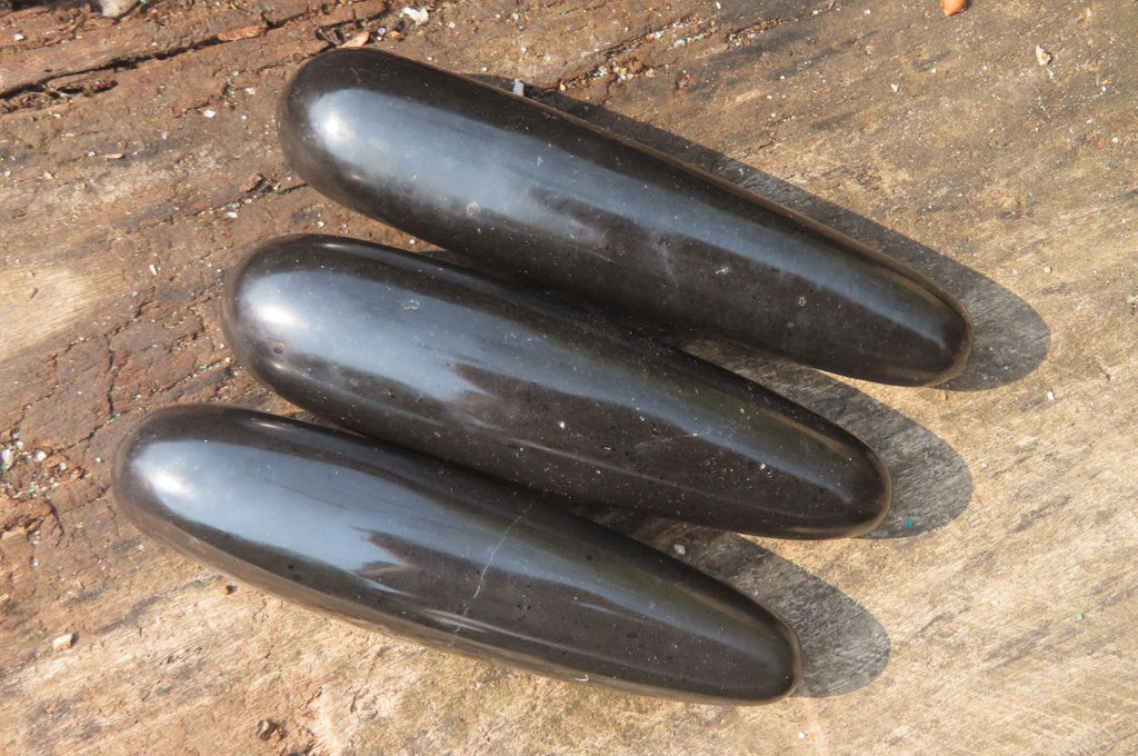 Polished Black Basalt Massage Wands x 12 From Madagascar - Toprock Gemstones and Minerals 
