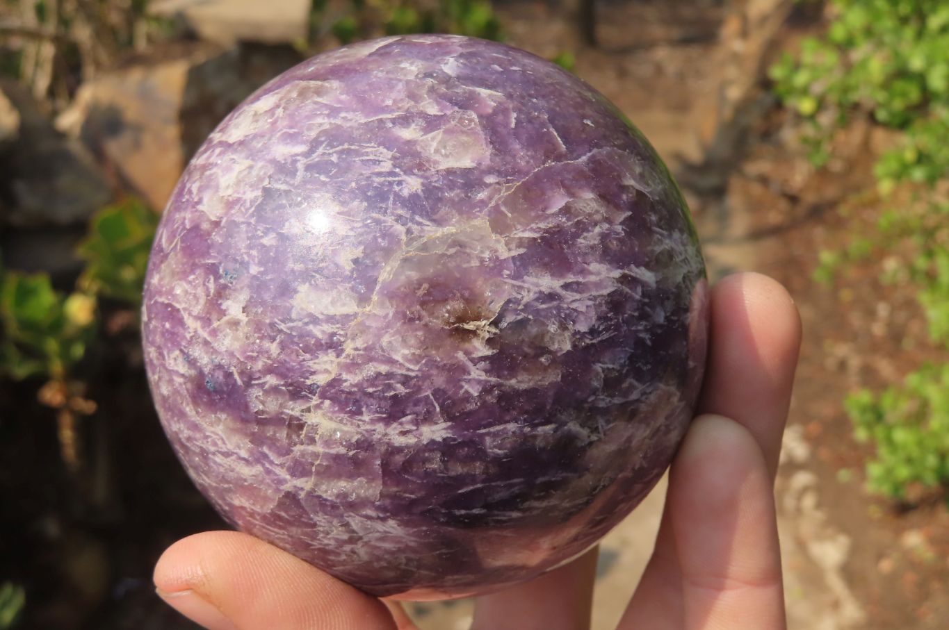 Polished Lepidolite with Pink Rubellite Spheres x 2 From Ambatondrazaka, Madagascar - Toprock Gemstones and Minerals 