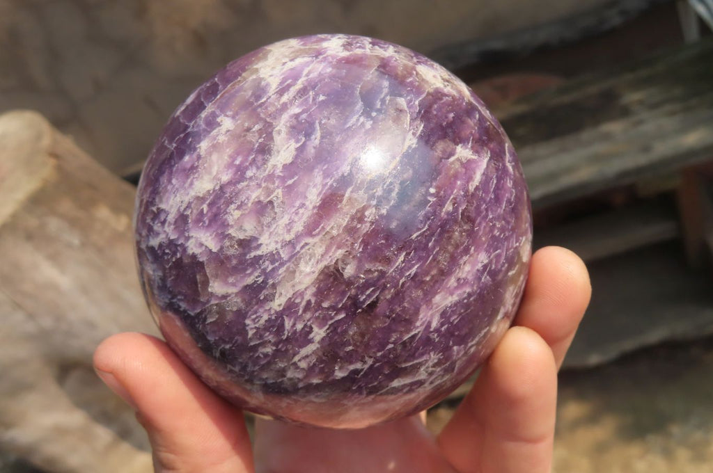 Polished Lepidolite with Pink Rubellite Spheres x 2 From Ambatondrazaka, Madagascar - Toprock Gemstones and Minerals 