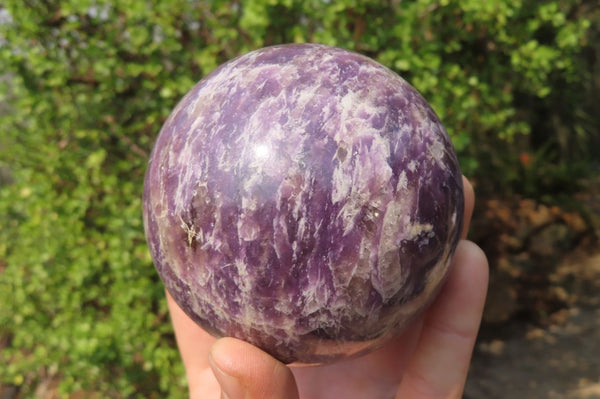 Polished Lepidolite with Pink Rubellite Spheres x 2 From Ambatondrazaka, Madagascar - Toprock Gemstones and Minerals 