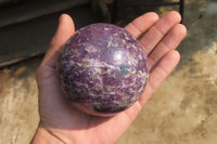 Polished Lepidolite with Pink Rubellite Spheres x 2 From Ambatondrazaka, Madagascar - Toprock Gemstones and Minerals 