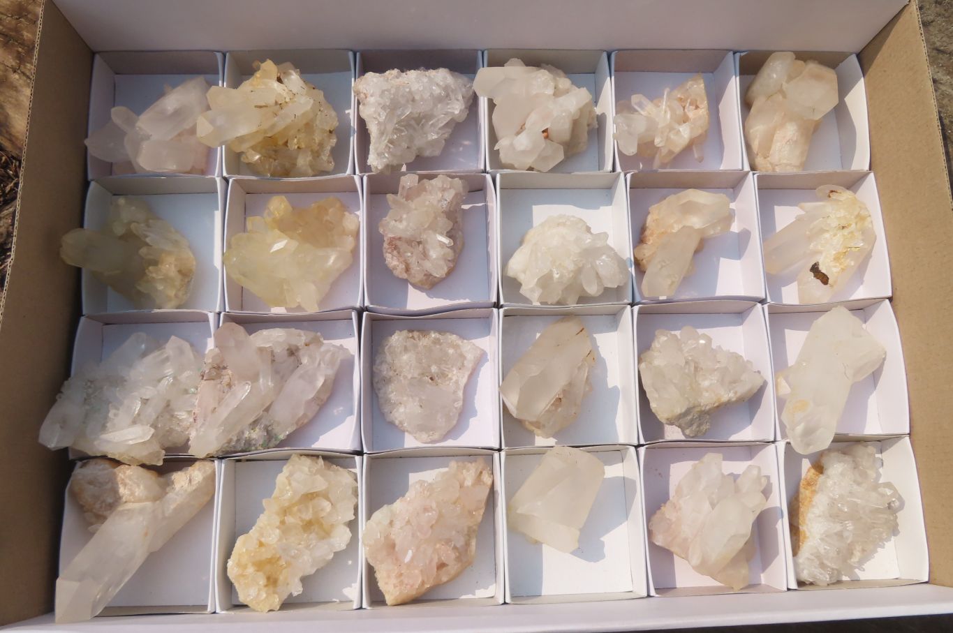 Natural Clear Quartz Crystal Clusters x 12 From Madagascar - Toprock Gemstones and Minerals 