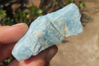 Natural Blue Aquamarine Cobbed Specimens x 7 From Angola