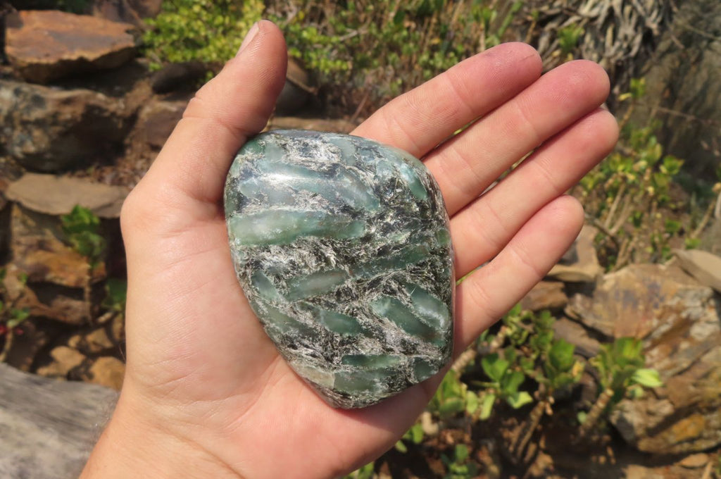 Polished Rare Emerald Mica In Matrix Standing Free Forms x 4 From Mutoko, Zimbabwe - Toprock Gemstones and Minerals 