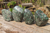 Polished Rare Emerald Mica In Matrix Standing Free Forms x 4 From Mutoko, Zimbabwe - Toprock Gemstones and Minerals 