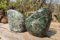 Polished Rare Emerald Mica In Matrix Standing Free Forms x 4 From Mutoko, Zimbabwe - Toprock Gemstones and Minerals 