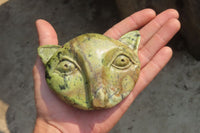 Polished Leopard Stone Cat Face Carvings x 3 From Zimbabwe - Toprock Gemstones and Minerals 