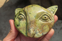 Polished Leopard Stone Cat Face Carvings x 3 From Zimbabwe - Toprock Gemstones and Minerals 