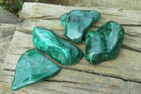 Polished Flower Banded Malachite Free Forms x 4 From Congo - Toprock Gemstones and Minerals 