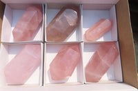 Polished Double Terminated Rose Quartz Points x 6 From Madagascar - Toprock Gemstones and Minerals 