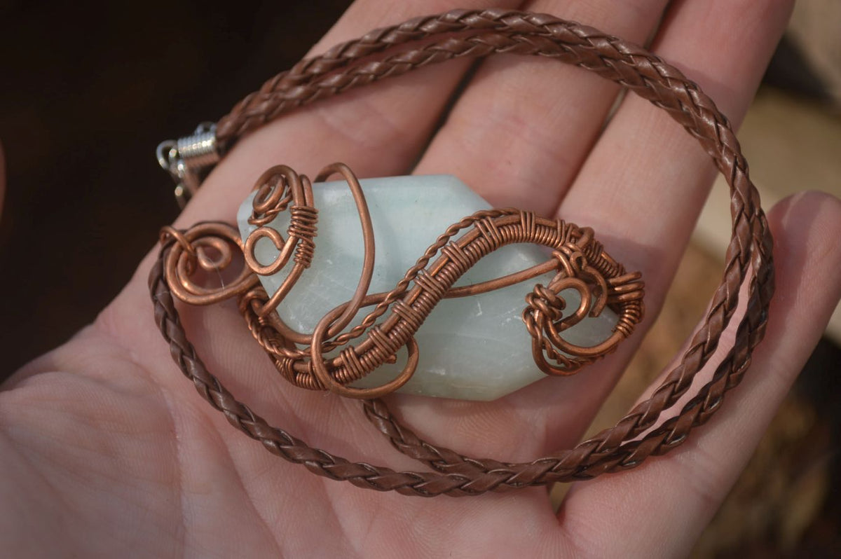 Hand Made Mixed Copper Wire Wrapped Pendants x 6 From Southern Africa - Toprock Gemstones and Minerals 