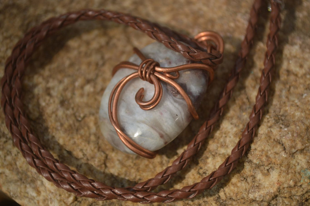 Hand Made Mixed Copper Wire Wrapped Pendants x 6 From Southern Africa - Toprock Gemstones and Minerals 