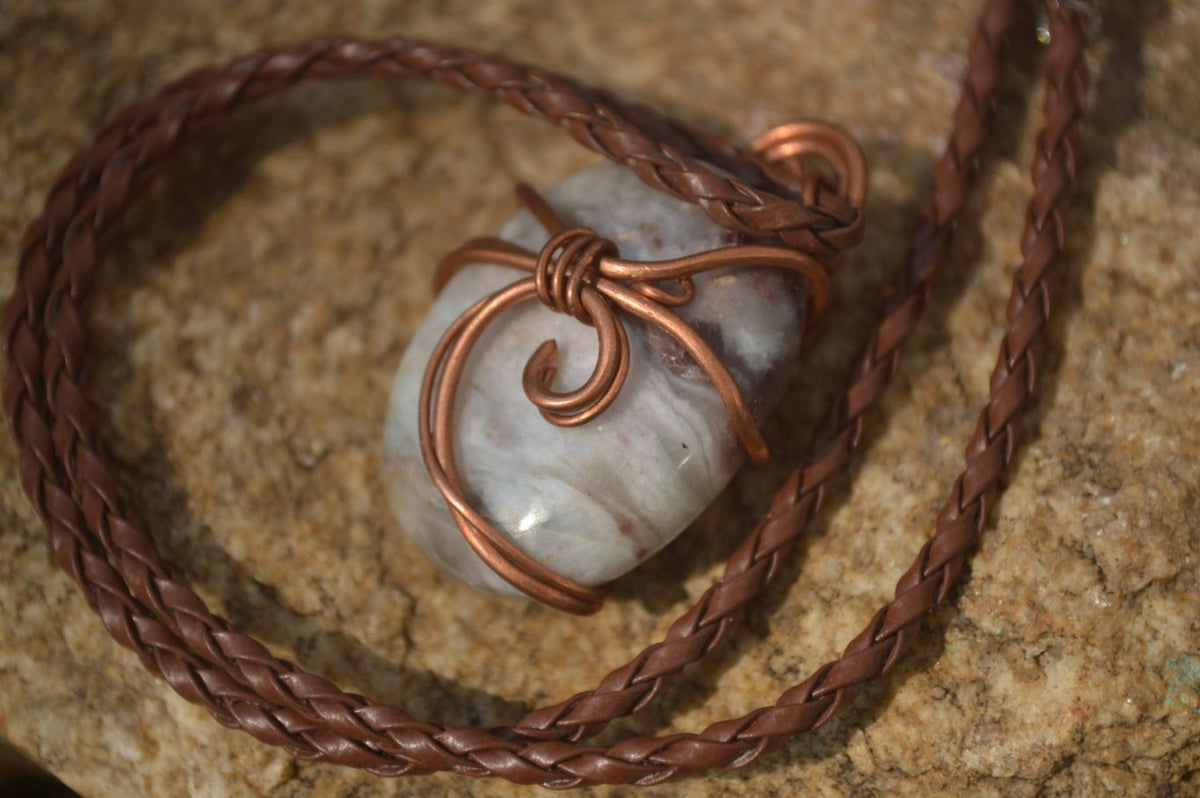 Hand Made Mixed Copper Wire Wrapped Pendants x 6 From Southern Africa - Toprock Gemstones and Minerals 