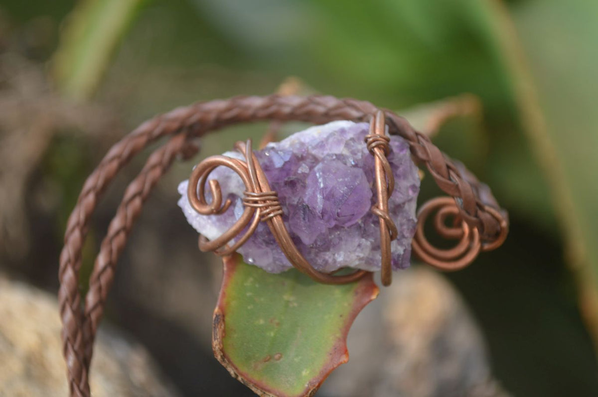 Hand Made Mixed Copper Wire Wrapped Pendants x 6 From Southern Africa - Toprock Gemstones and Minerals 