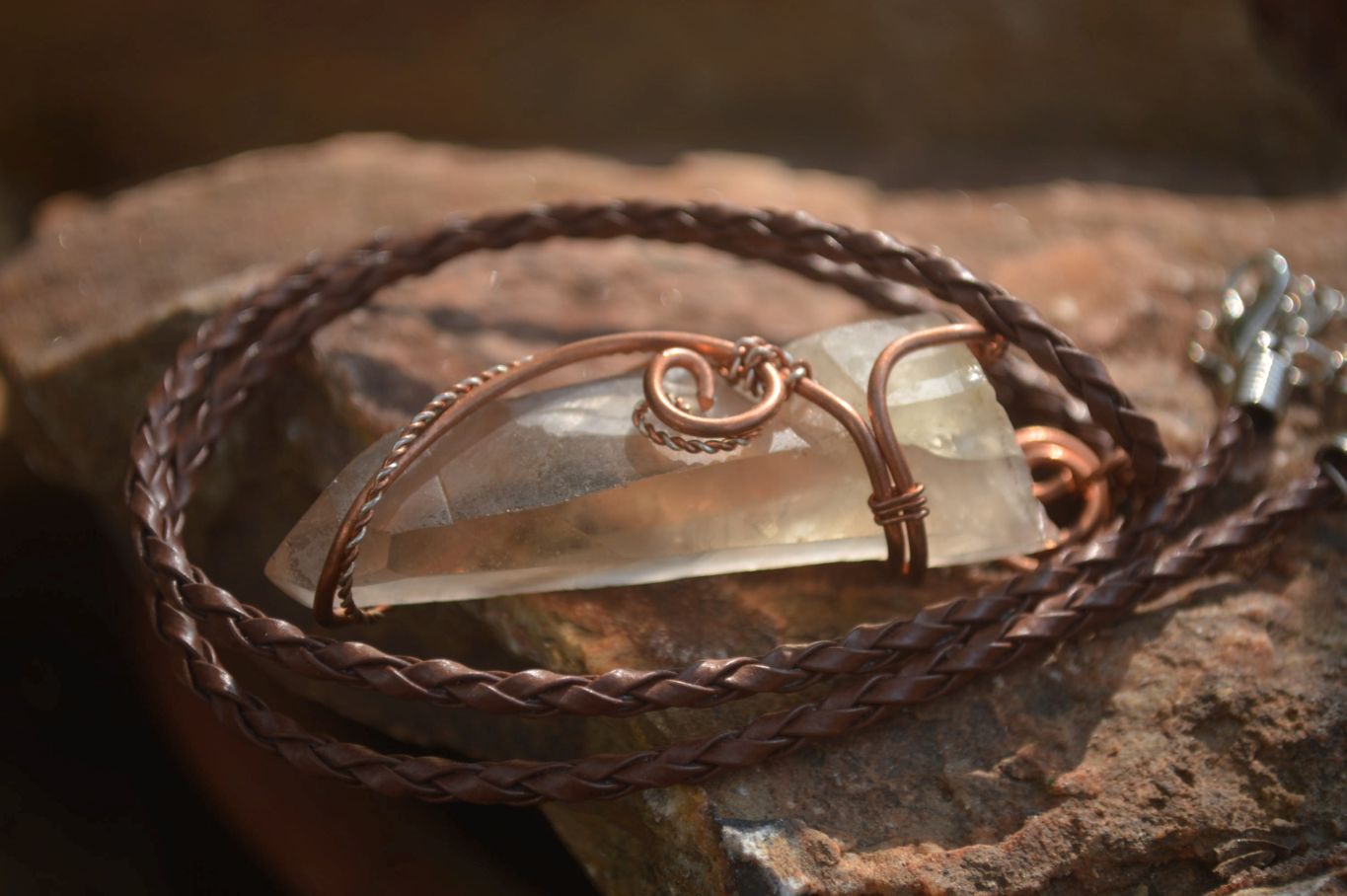 Hand Made Mixed Copper Wire Wrapped Pendants x 6 From Southern Africa - Toprock Gemstones and Minerals 