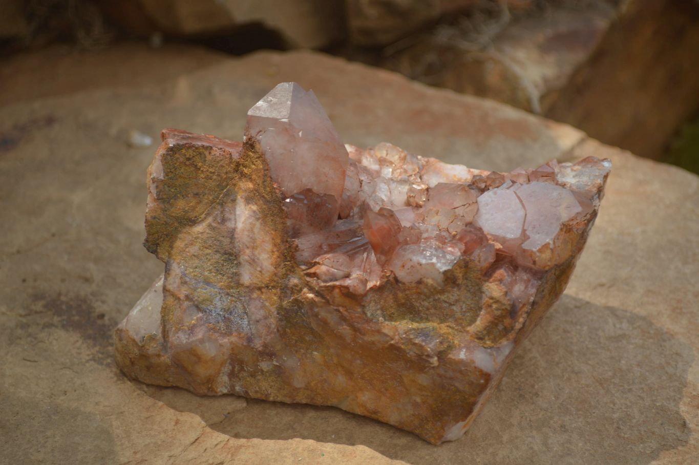 Natural Red Hematoid Quartz Crystal Specimens x 3 From Zimbabwe - Toprock Gemstones and Minerals 