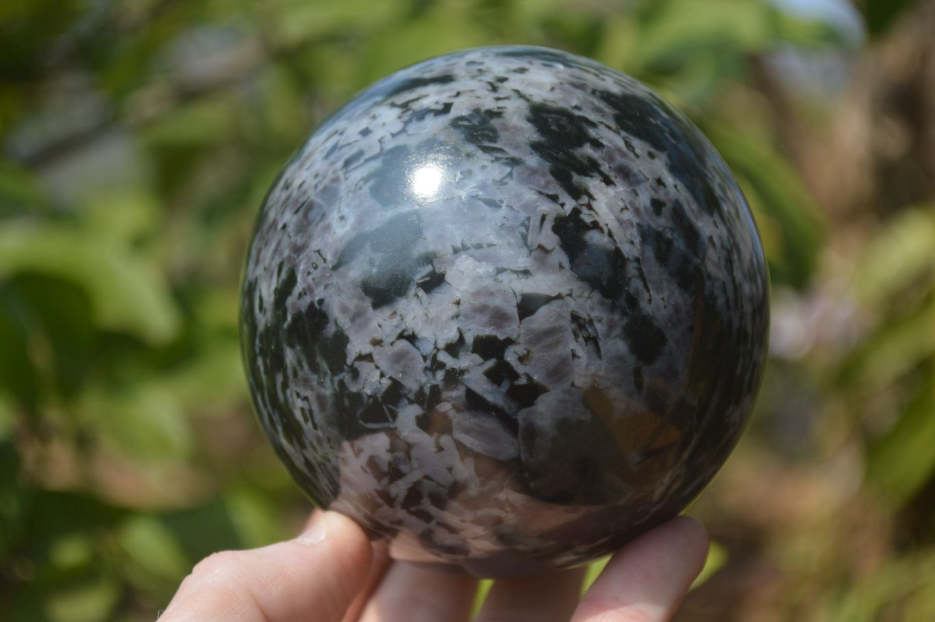 Polished Gabbro / Merlinite Sphere x 1 From Madagascar - Toprock Gemstones and Minerals 