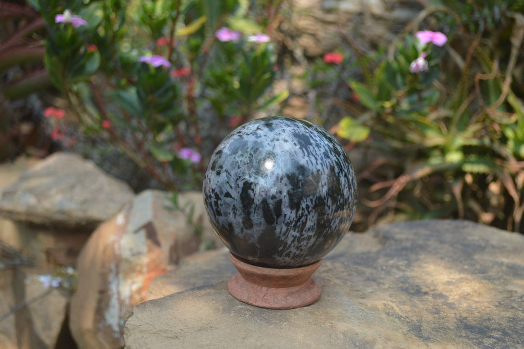 Polished Gabbro / Merlinite Sphere x 1 From Madagascar - Toprock Gemstones and Minerals 