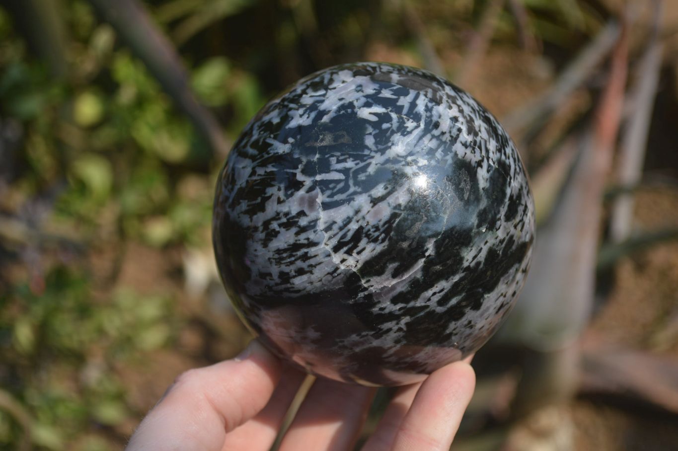 Polished Gabbro / Merlinite Sphere x 1 From Madagascar - Toprock Gemstones and Minerals 