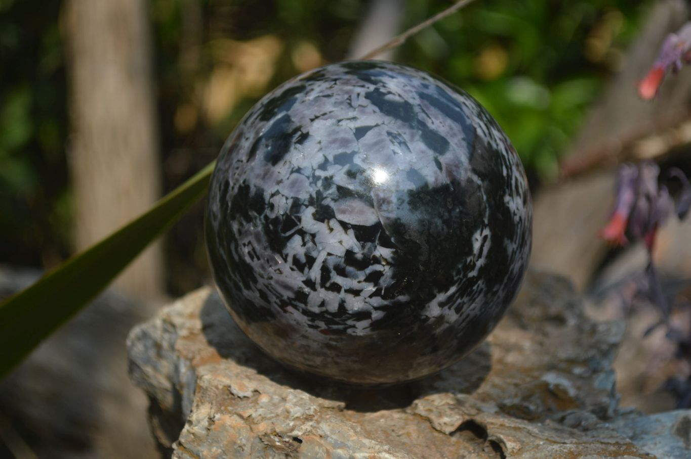 Polished Gabbro / Merlinite Sphere x 1 From Madagascar - Toprock Gemstones and Minerals 