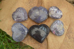 Polished Lepidolite with Pink Rubellite Gemstone Hearts x 6 From Madagascar - Toprock Gemstones and Minerals 