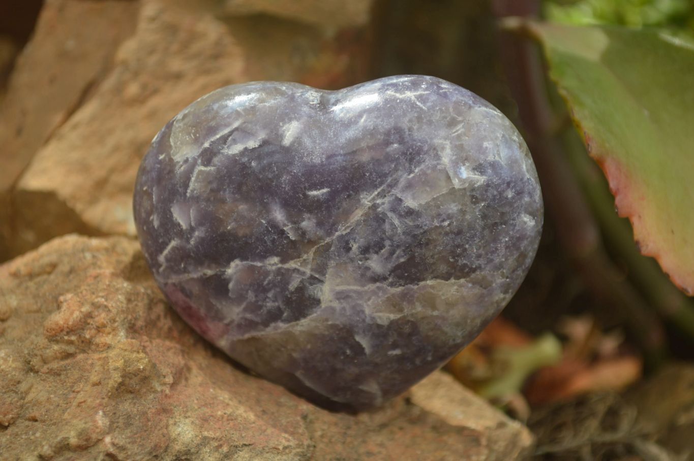 Polished Lepidolite with Pink Rubellite Gemstone Hearts x 6 From Madagascar - Toprock Gemstones and Minerals 