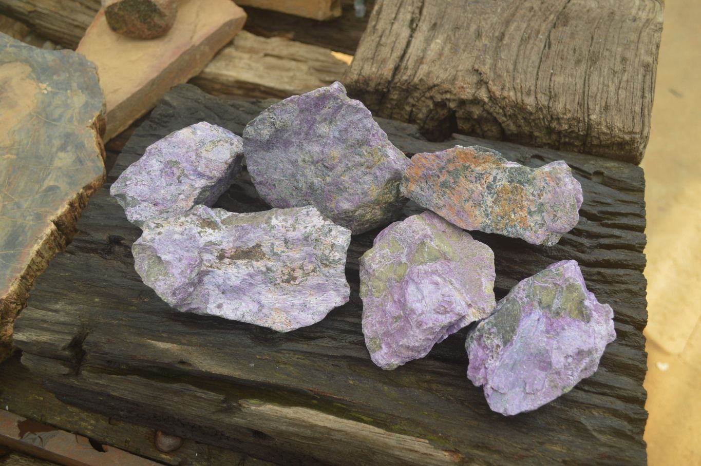 Natural Stichtite Specimens x 6 From Barberton, South Africa - Toprock Gemstones and Minerals 