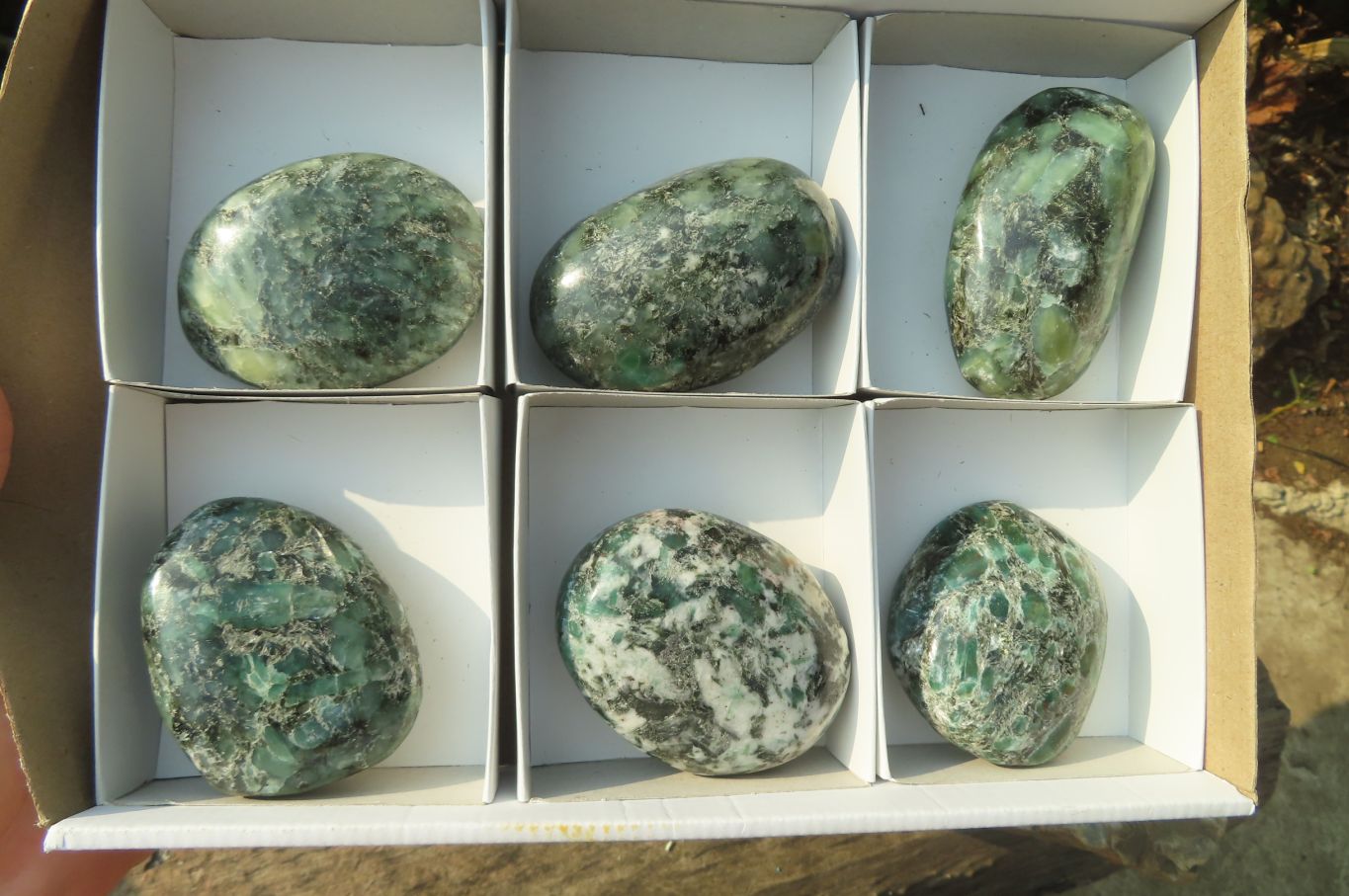 Polished Rare Emerald Mica In Matrix Free Forms x 6 From Mutoko, Zimbabwe - Toprock Gemstones and Minerals 