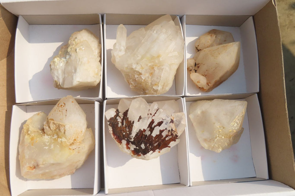 Natural Window Quartz Specimens x 6 From Madagascar - Toprock Gemstones and Minerals 