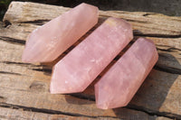 Polished Double Terminated Rose Quartz Points x 3 From Madagascar - Toprock Gemstones and Minerals 