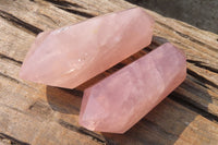 Polished Double Terminated Rose Quartz Points x 3 From Madagascar - Toprock Gemstones and Minerals 