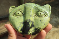 Polished Leopard Stone Cat Face Carvings x 3 From Zimbabwe