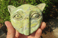 Polished Leopard Stone Cat Face Carvings x 3 From Zimbabwe