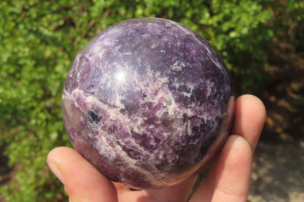 Polished Lepidolite with Pink Rubellite Spheres x 2 From Ambatondrazaka, Madagascar - Toprock Gemstones and Minerals 