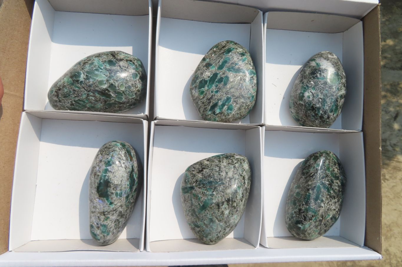 Polished Rare Emerald Mica In Matrix Free Forms x 6 From Mutoko, Zimbabwe - Toprock Gemstones and Minerals 