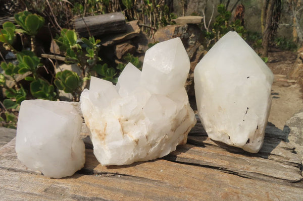 Natural White Quartz Crystal Specimens x 3 From Madagascar - Toprock Gemstones and Minerals 