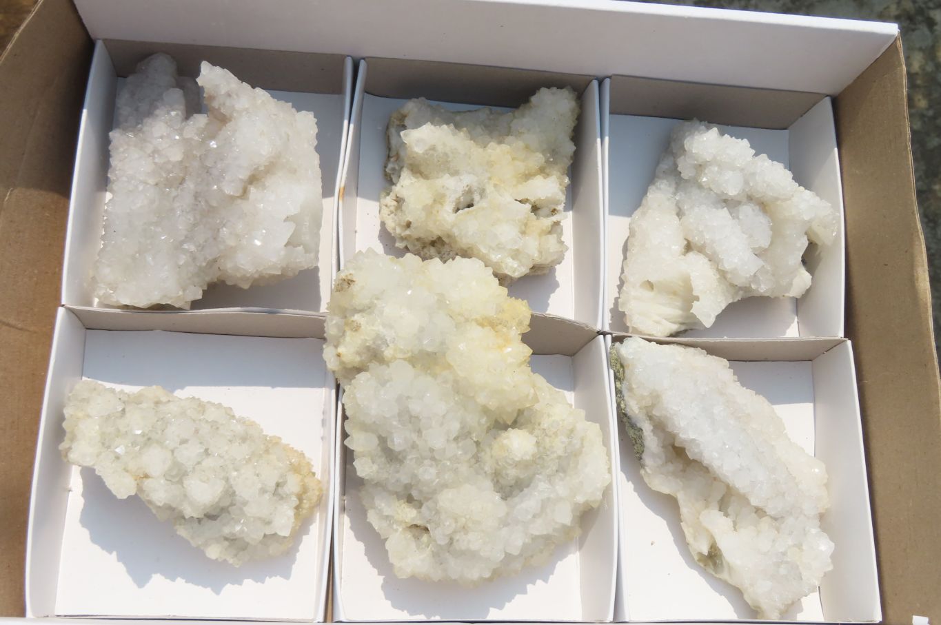 Natural Drusy Quartz Coated Calcite Pseudomorph Specimens x 6 From Alberts Mountain, Lesotho - Toprock Gemstones and Minerals 