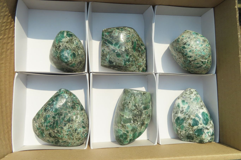 Polished Rare Emerald Mica In Matrix Free Forms x 6 From Mutoko, Zimbabwe - Toprock Gemstones and Minerals 