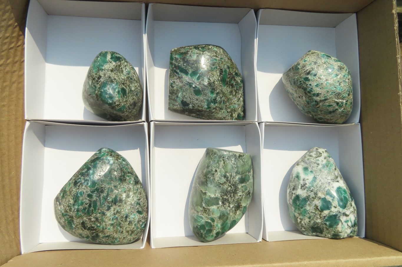 Polished Rare Emerald Mica In Matrix Free Forms x 6 From Mutoko, Zimbabwe - Toprock Gemstones and Minerals 