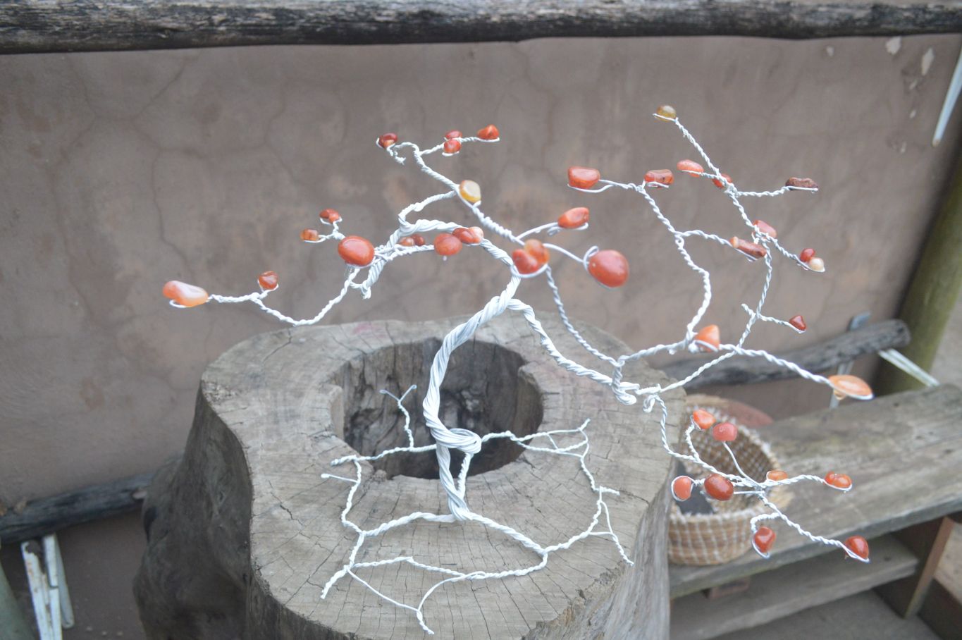 Hand Made Carnelian Wire Wrap Tree x 1 From KwaZulu, Natal, South Africa - Toprock Gemstones and Minerals 