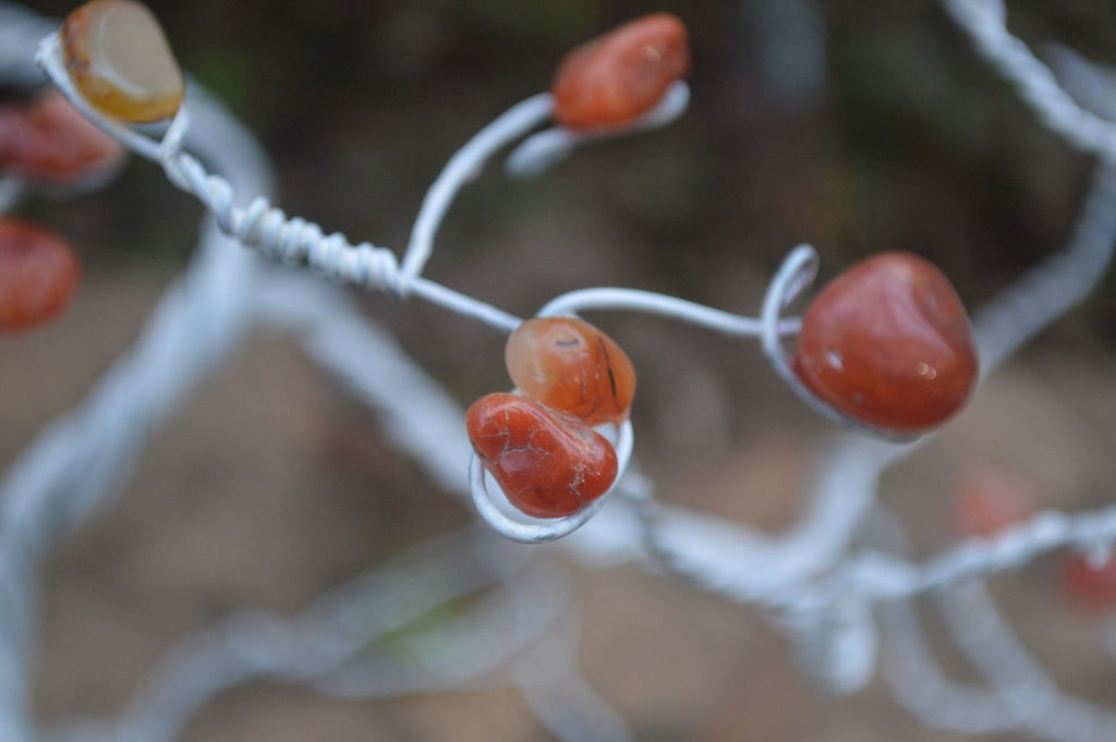 Hand Made Carnelian Wire Wrap Tree x 1 From KwaZulu, Natal, South Africa - Toprock Gemstones and Minerals 